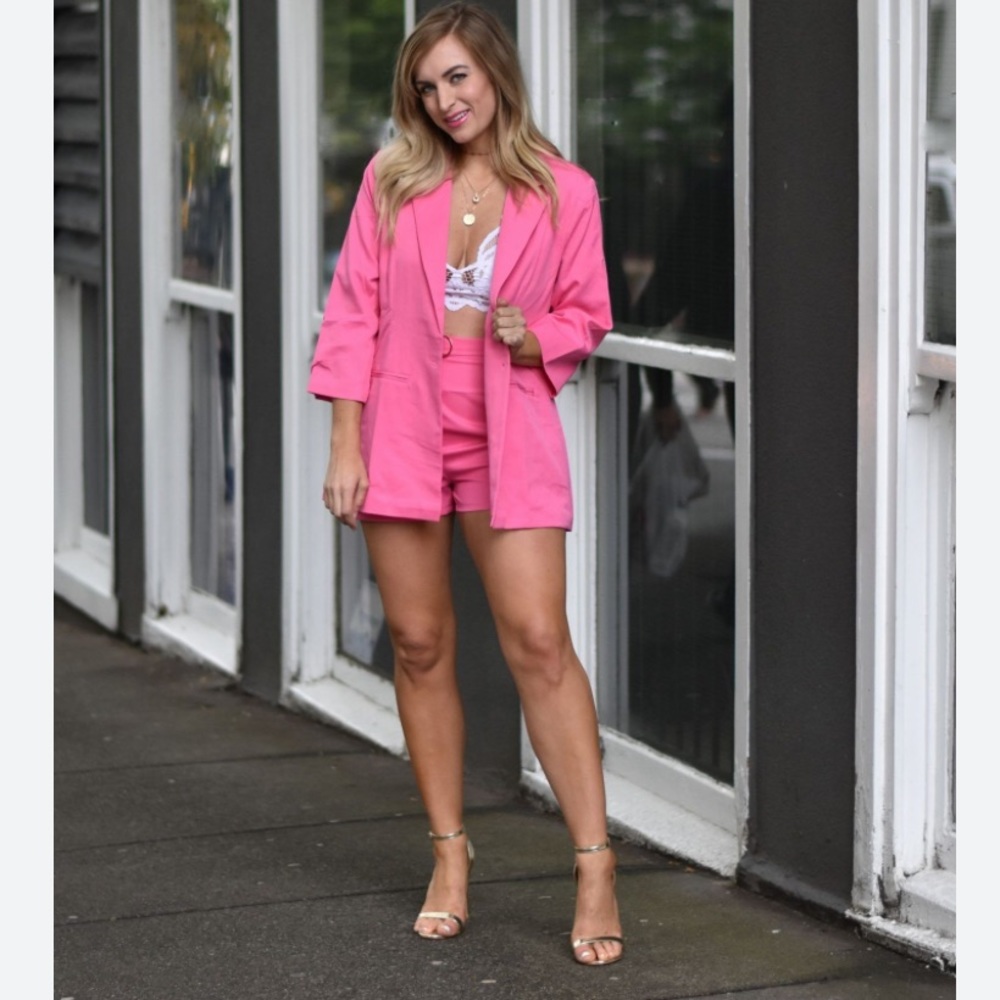 Pink blazer and short set new
